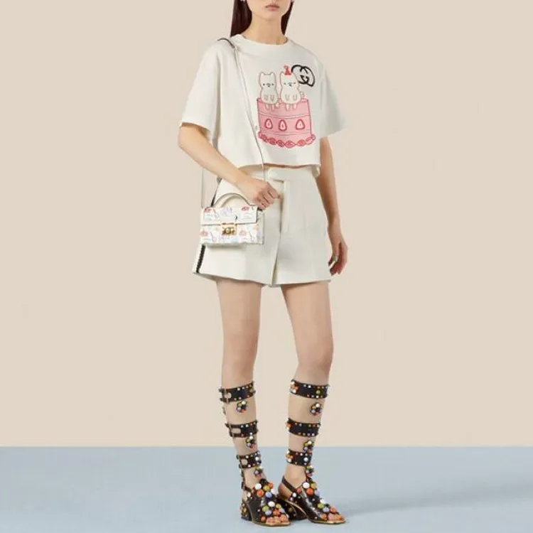 GUCCI 2010s Cropped Cotton T shirt-4