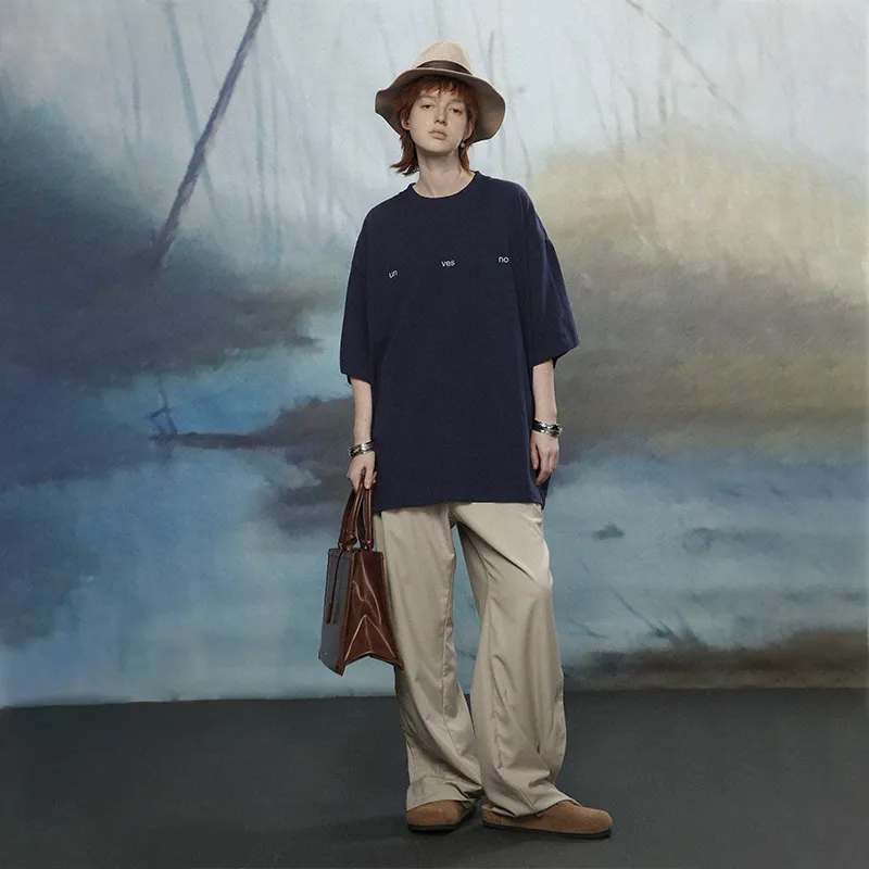UNVESNO SS21 Straight T Shirt Unisex Navy Blue-2
