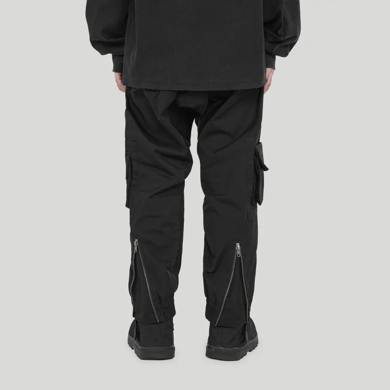 UNDERWATER Baggy Pants Moderate Casual Pants Unisex Washed Black-3