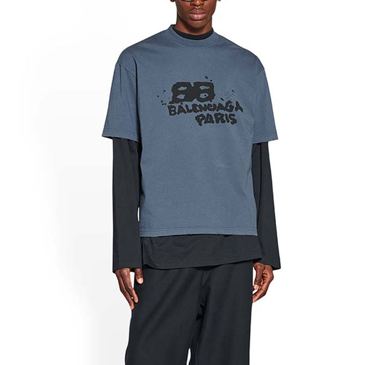 BALENCIAGA BB PARIS ICON Tシャツ 半袖 ブルー 0400019598516?wid=900