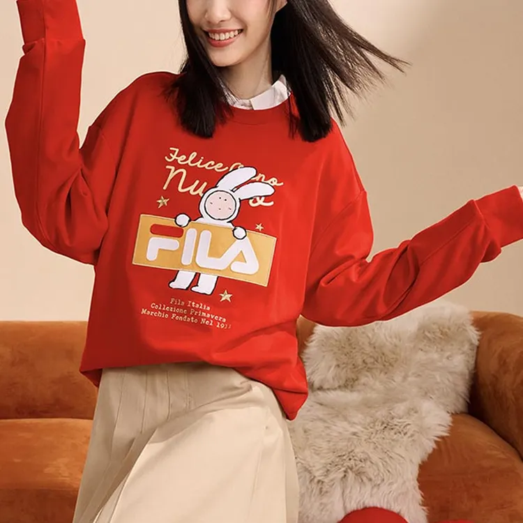 FILA CNY X Buer Rabbit Sweatshirts Unisex Red-3