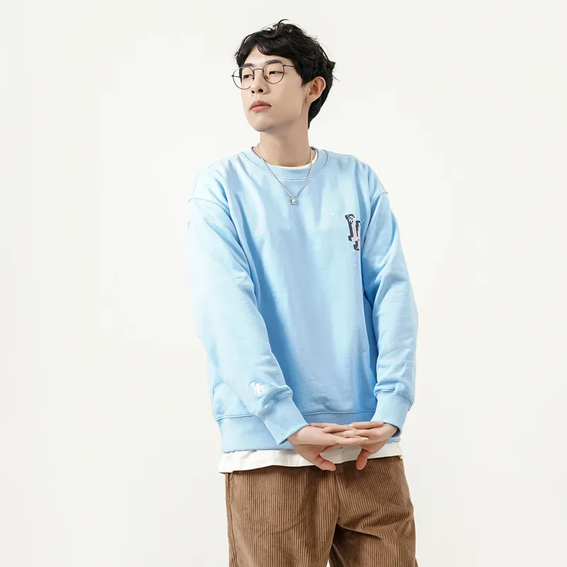 MLB PLAY PIXEL OVERFIT Los Angeles Dodgers Sweatshirt Unisex Light Blue-4