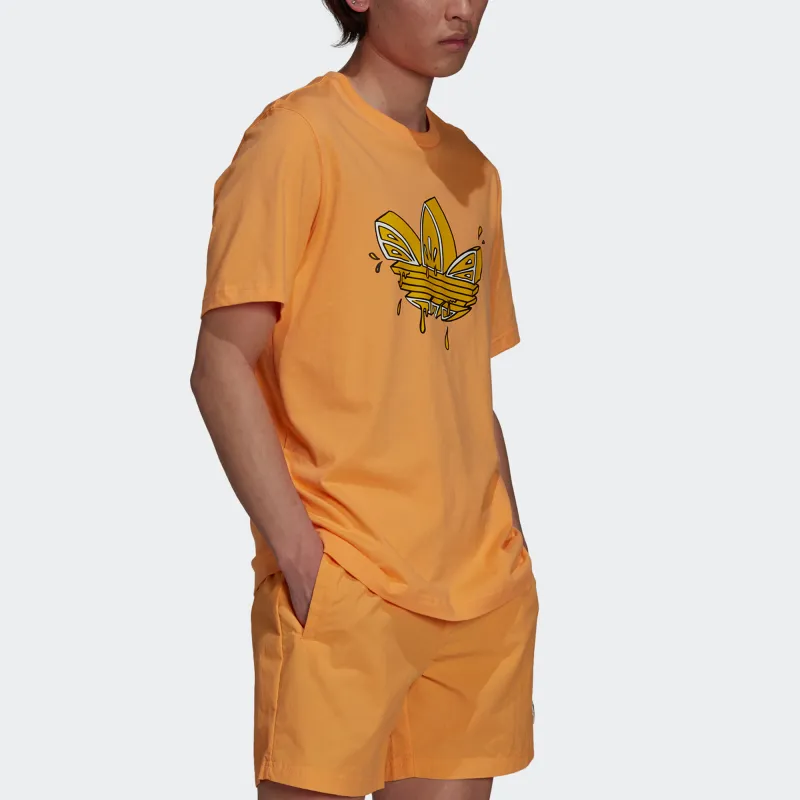 Adidas Originals Lemon Trefoil Tee T Shirts Men Orange-3