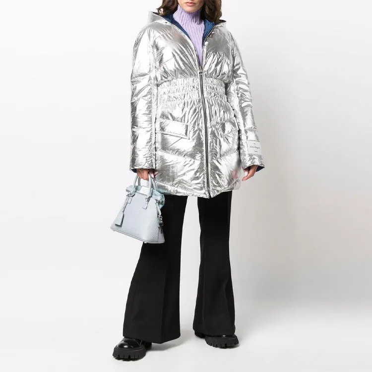 Ferragamo Puffer Jackets Women's Silver-1
