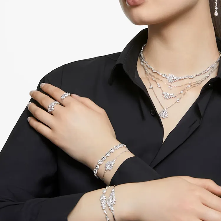 Swarovski Rhodium-Plated Bangles Women's Silver-4