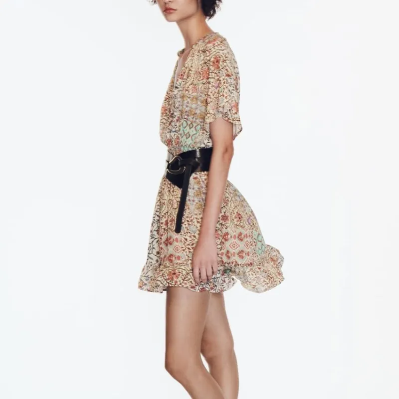 ZARA Short-Sleeved Dresses Women's Multicolor-4