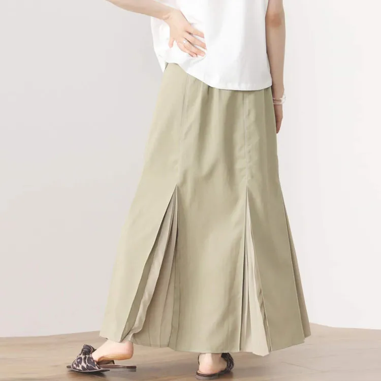 Beams Casual Long Skirts Women's Olive Green-2