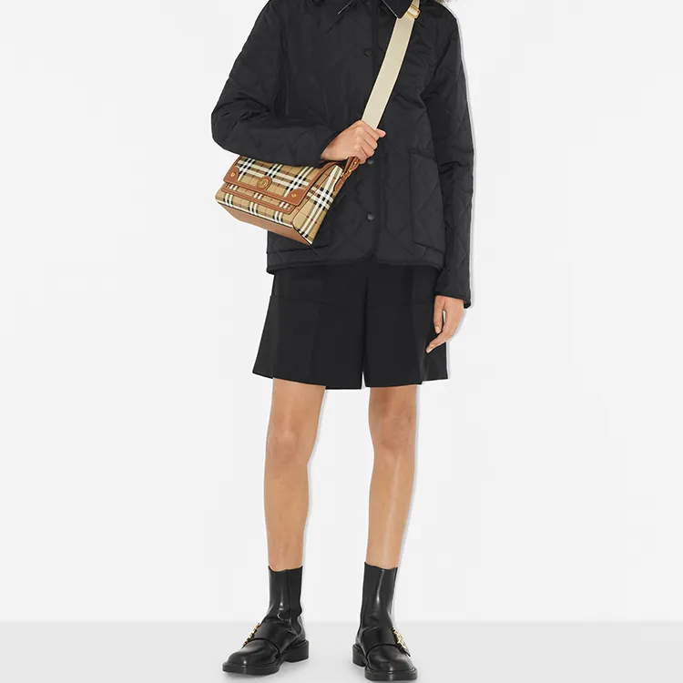 Burberry Check And Leather Note Bag Briar Brown-10