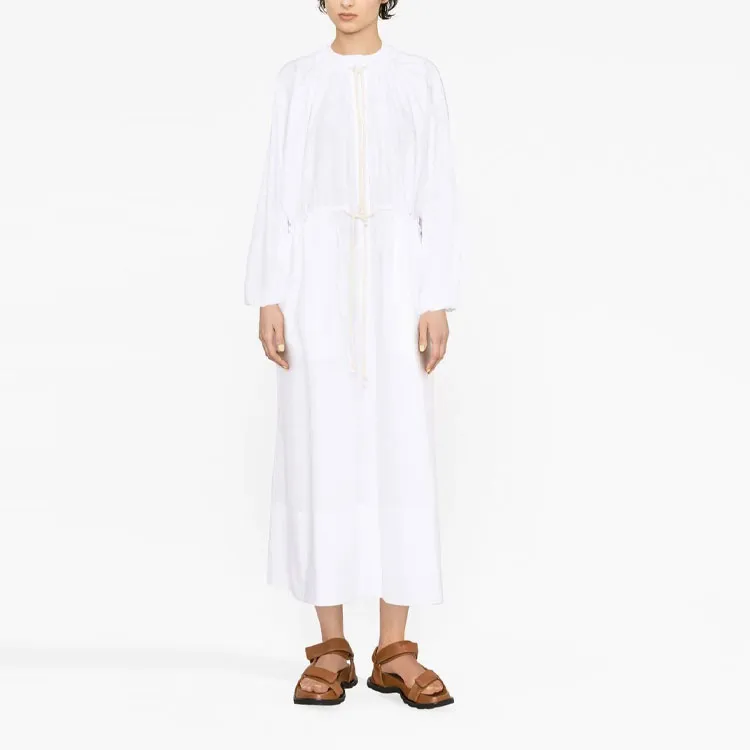 JIL SANDER+ Gathered-Detailed Drawstring Fastened Dress-1