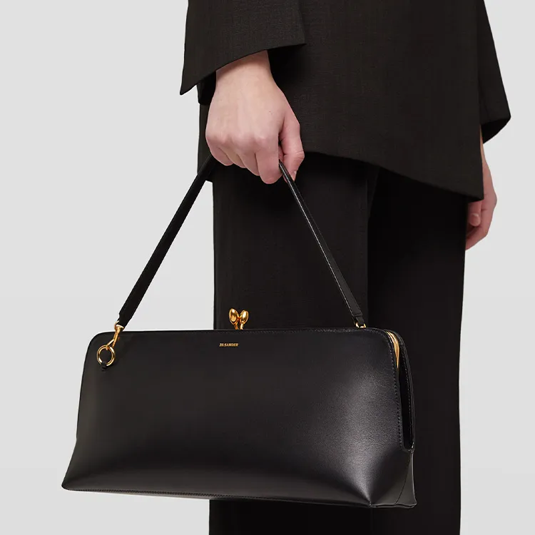 JIL SANDER Goji Calfskin Handbag, Shoulder Bag, Crossbody Bag Medium Size Women's Black-4