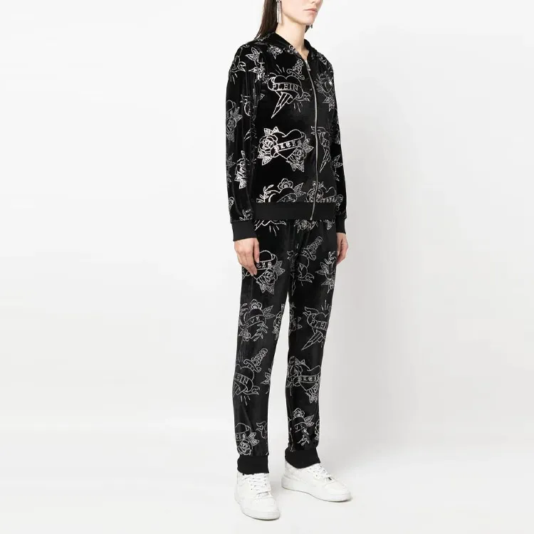 PHILIPP PLEIN Heart Velvet Tracksuit Set-3