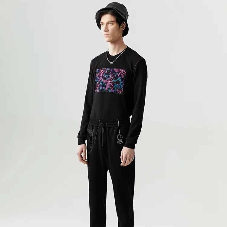 DAVID NAMAN Straight Long Sleeved T Shirt Men's Black-6