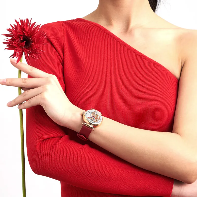 Sea Gull Time Goddess Automatic Mechanical Movement Spun Silk Strap Watch Women's Watch White Dial-4