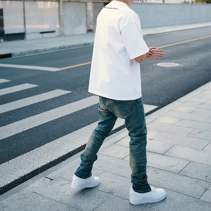 P.M.W Slim Fit Pants Jeans Men's Sky Blue-2