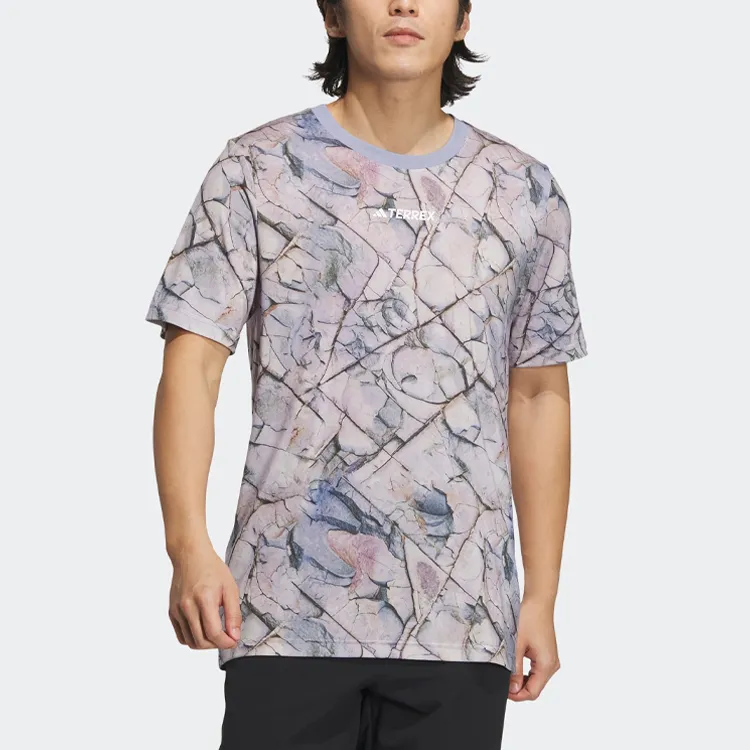 Adidas T Shirts Unisex Silver Gray Violet-1