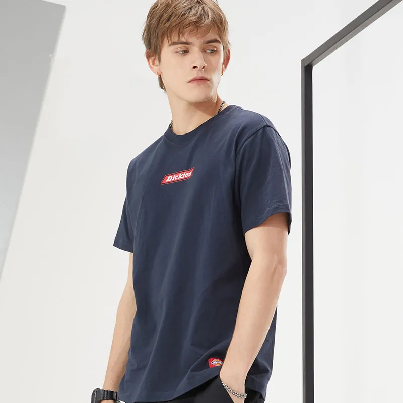Dickies Crew Neck Fitted Straight Short Sleeved T Shirt Unisex Dark Marine Blue-6