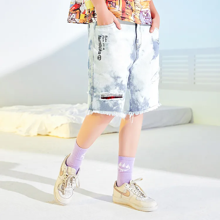LAMLICKA Denim Shorts Unisex White-2