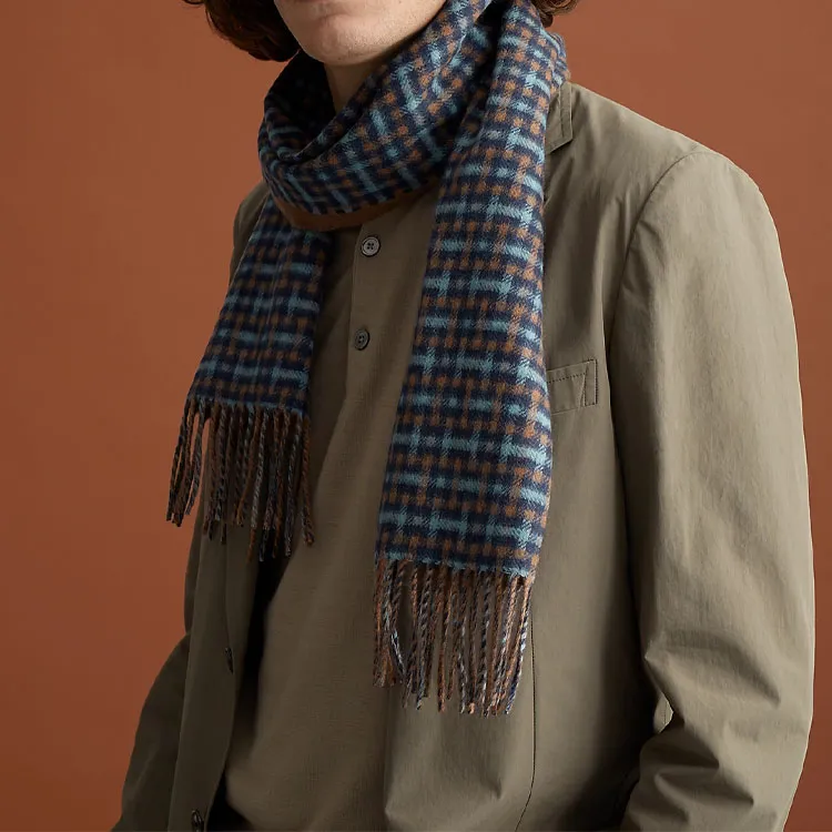 HERMES H Ecossais Recto Vers Knit Scarves Men-1