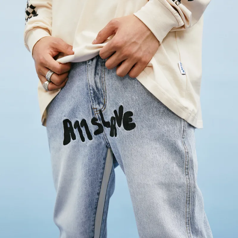 A11SLAVE Flared Pants Jeans Unisex Blue-6