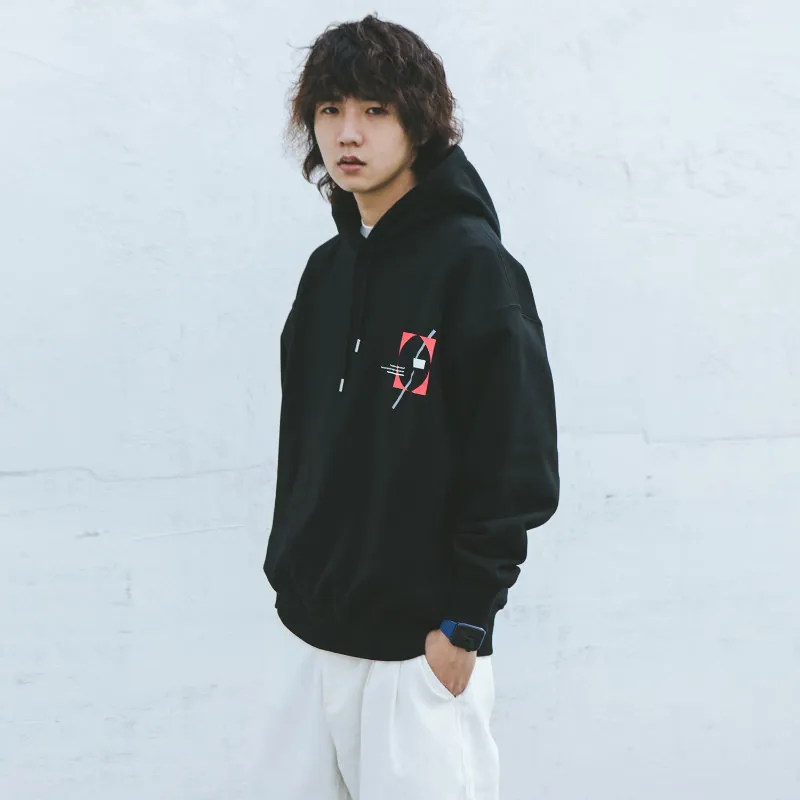 ROARINGWILD SS21 Hooded Loose Fit Regular Sweatshirt Unisex Black-4