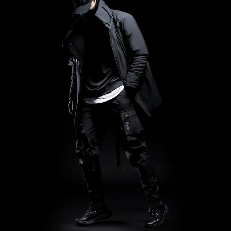 Monster Guardians Letter Stand Collar Loose Fit Thickened Mid Length Puffer Jacket Men's Resolute Black-3