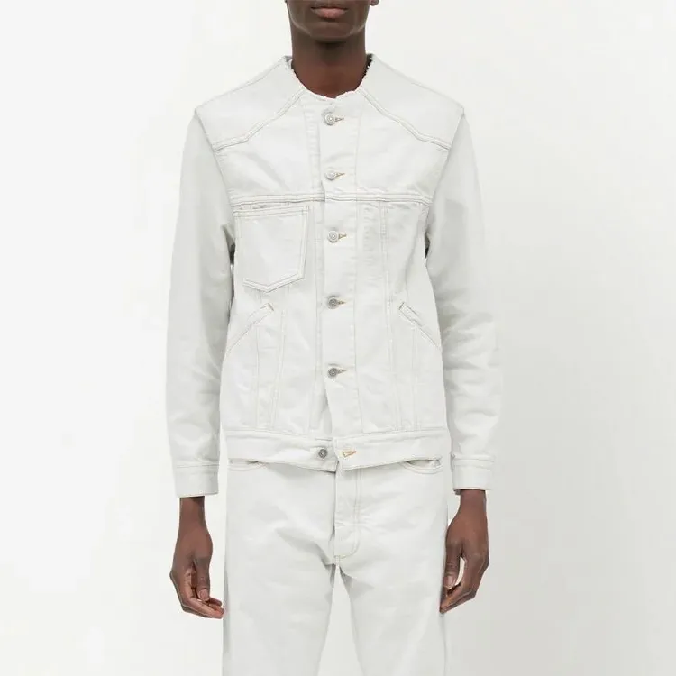 Maison Margiela Collarless Buttoned Denim Jacket-3