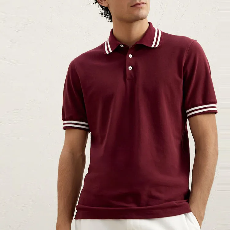 Brunello Cucinelli Polo Shirts Men Bordeaux Color-2