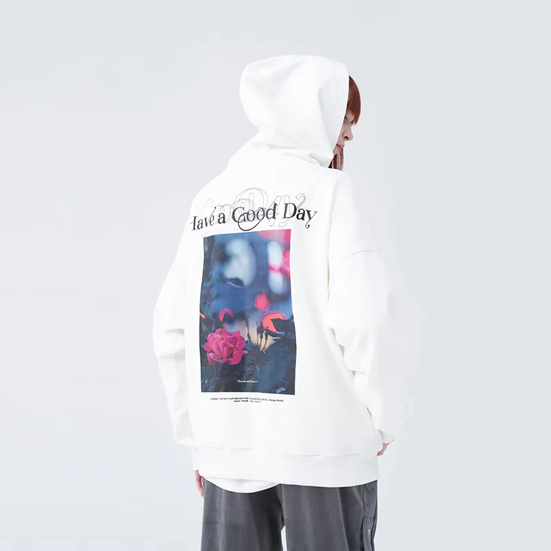 HARSH AND CRUEL Vintage Vinyl Feeling Floral Loose Fit Hoodie Unisex-7