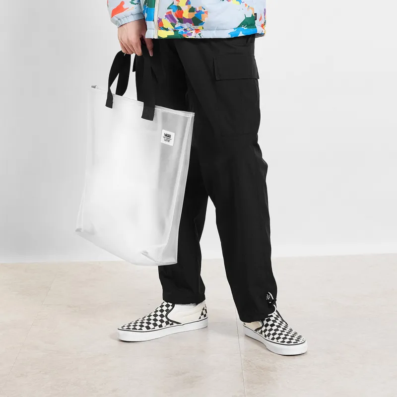 Vans Polyurethane Tote Bag Shopping Bag Handbag Regular Unisex White Transparent-5