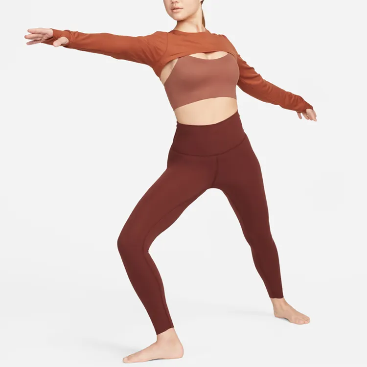 Nike Crop Tops Women's Darker Reddish Umber-2