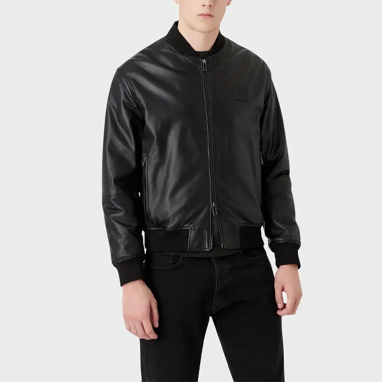 EMPORIO ARMANI FW22 Leather Jacket Men's Black-3