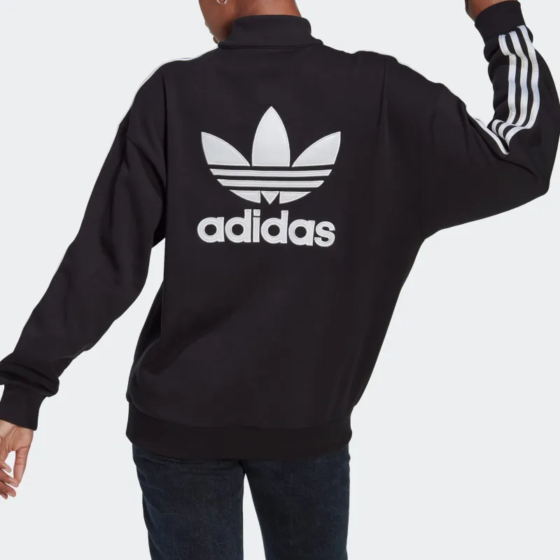 adidas originals Adicolor Trefoil Quarter-Zip Sweatshirt Black-3