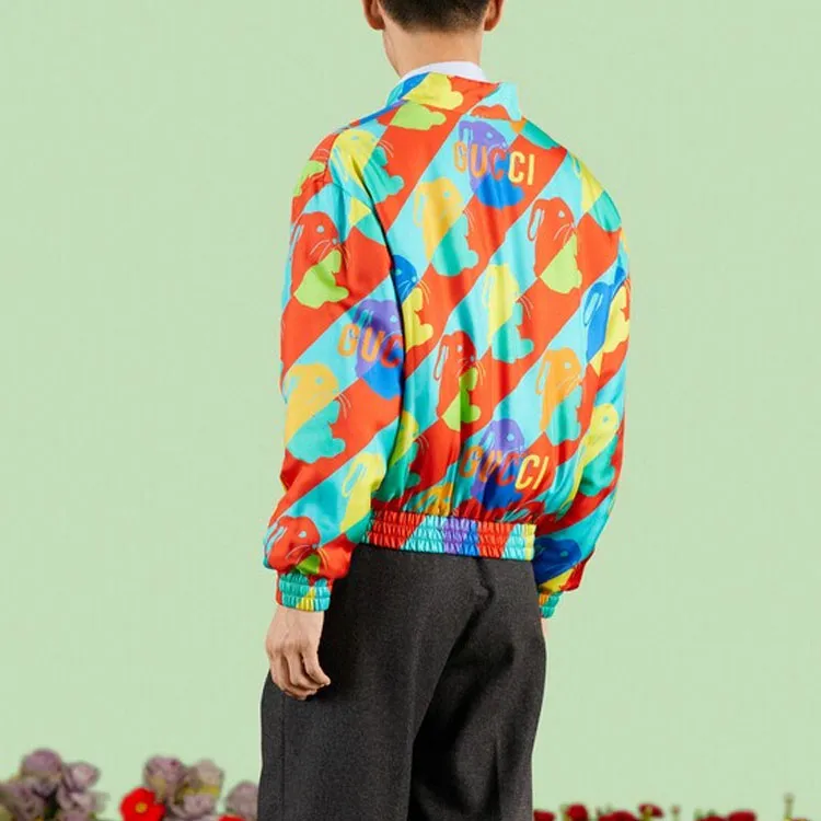 GUCCI Bunny Print Twill Zip Jacket-3