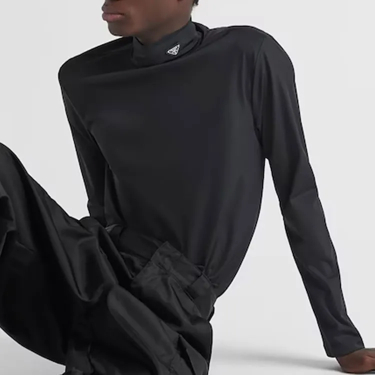 PRADA Triangle logo Roll neck Top-3