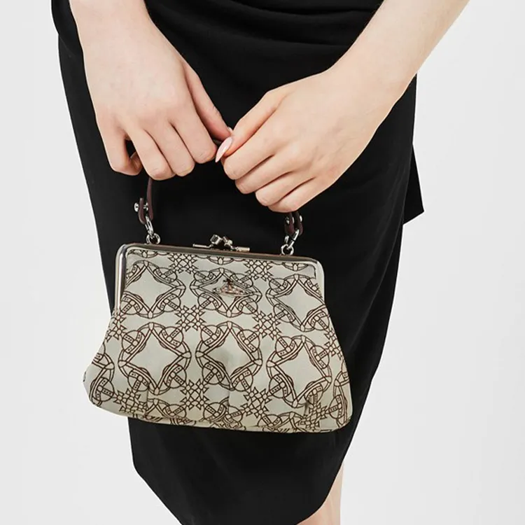 Vivienne Westwood Polyester Dumpling Bag, Portable Shoulder Bag, Crossbody Bag, Wallet Regular Women's Brown-3