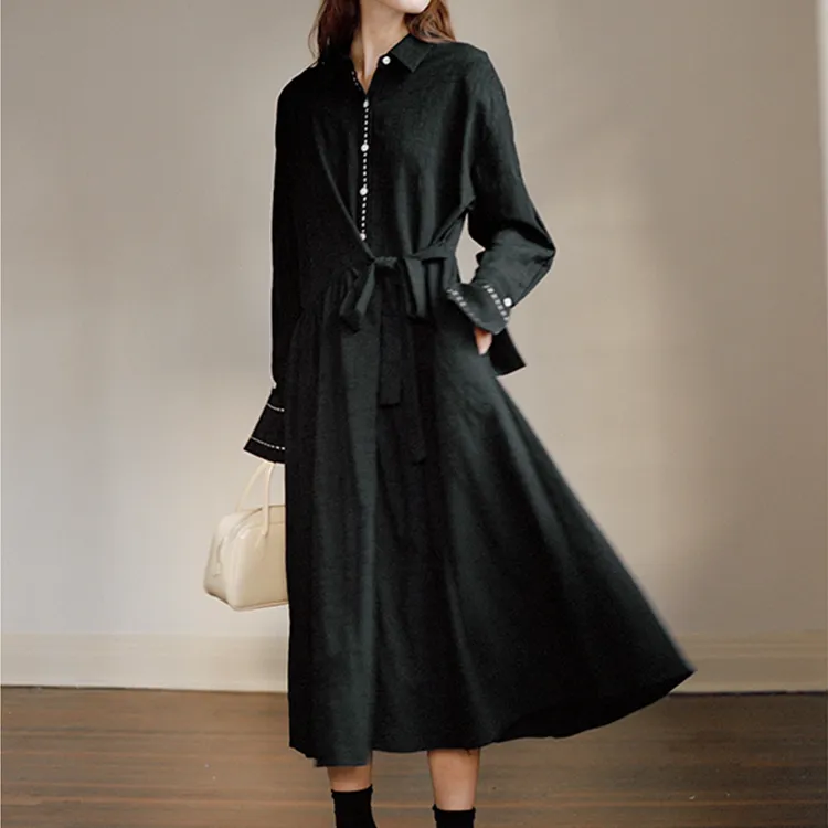 Even Vintage A-Line Skirt Dress Black-3