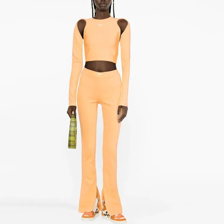 OFF WHITE Sleek Logo Printed High Waist Leggings-1