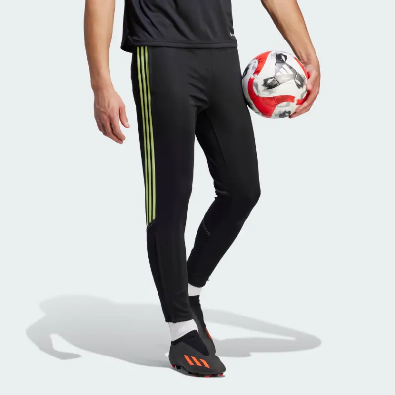 Adidas Knitted Sweatpants Men Yellow Stripes Black-1