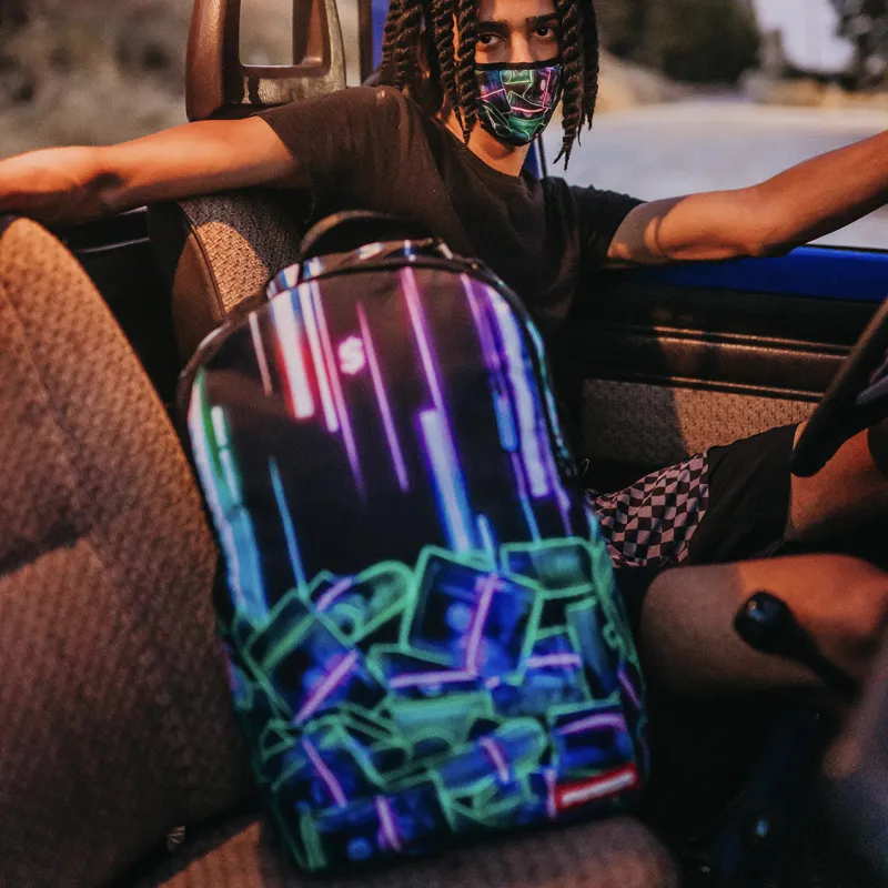 SPRAYGROUND Fabric Laptop Bag Backpack Medium Size Unisex Neon Dollar Color Block-6