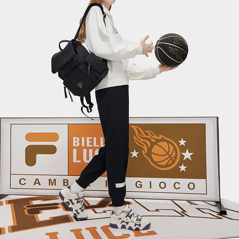 FILA FUSION Pu Synthetic Leather Backpack Regular Women's Pitch Black-4