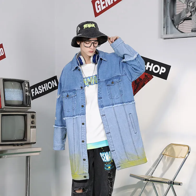 GENANX Trench Coat Unisex Denim Blue-2