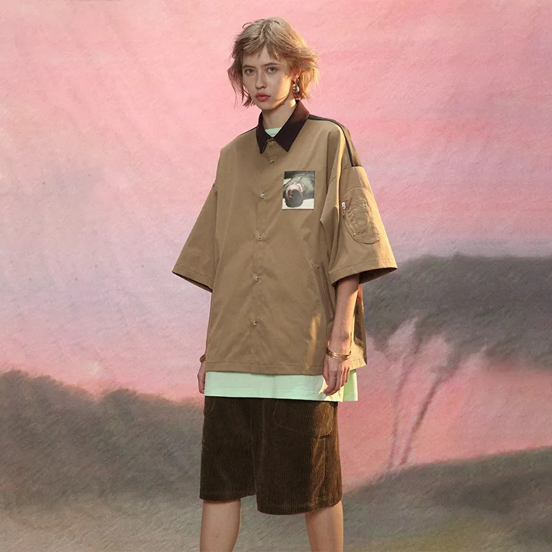 UNVESNO SS21 Figure Print Shirt Spring Summer Unisex Brown-2