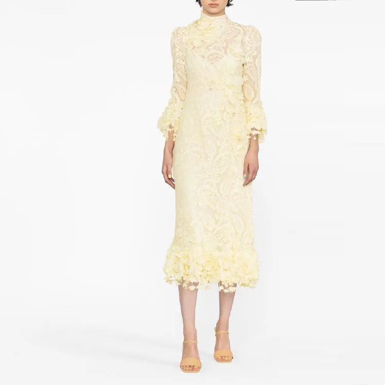 Zimmermann Long Sleeved Dress Women's Yellow-1
