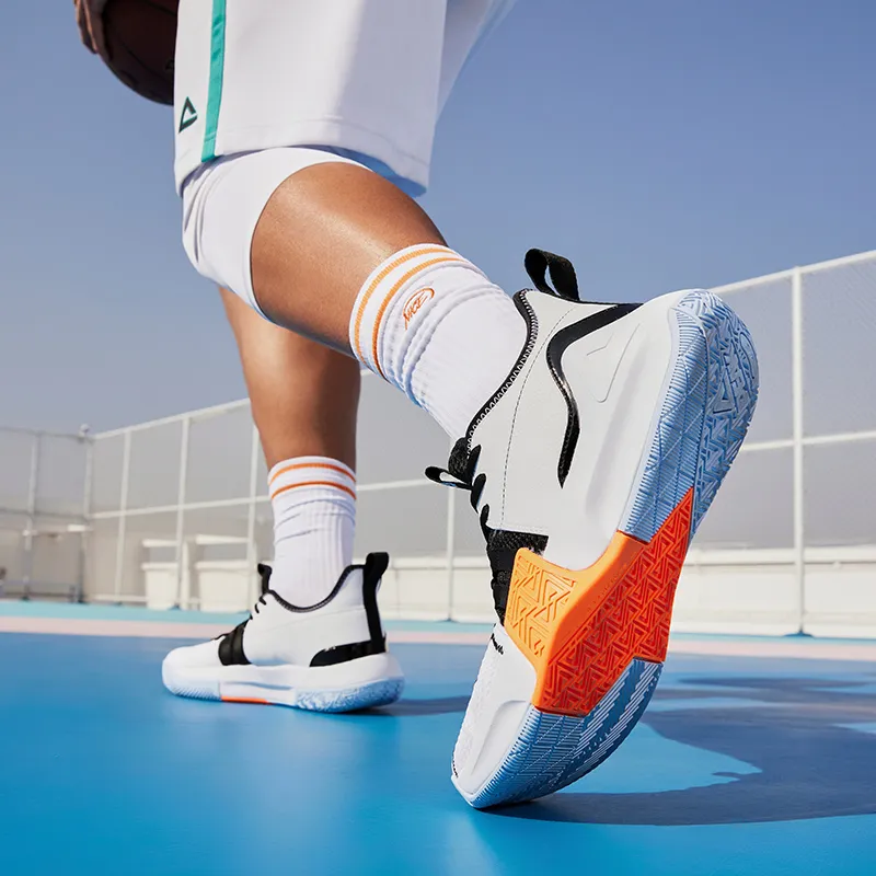 PEAK Surprise 1.0 Mid-Top Power Performance Basketball Shoes All White/Black-5