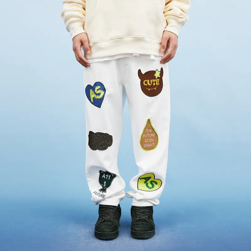 A11SLAVE Straight Moderate Jeans Unisex White-3