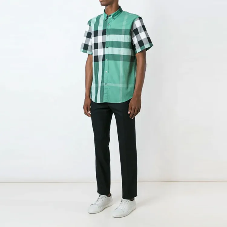 Burberry SS23 Men Single-Breasted Loose Fit Shirt Green-2