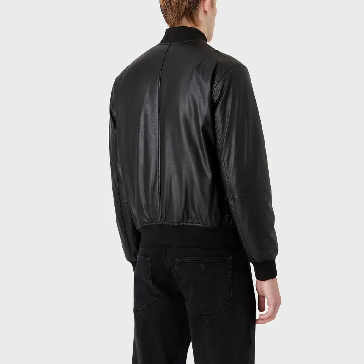 EMPORIO ARMANI FW22 Leather Jacket Men's Black-4