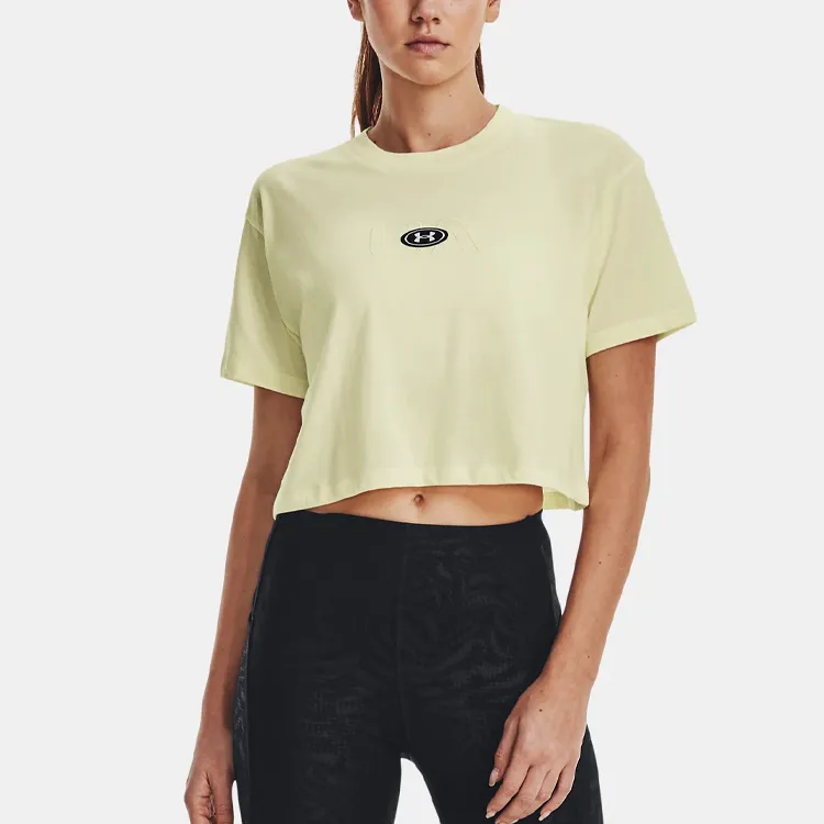 Under Armour Crop Tops Women's Lemon Ice Yellow-3