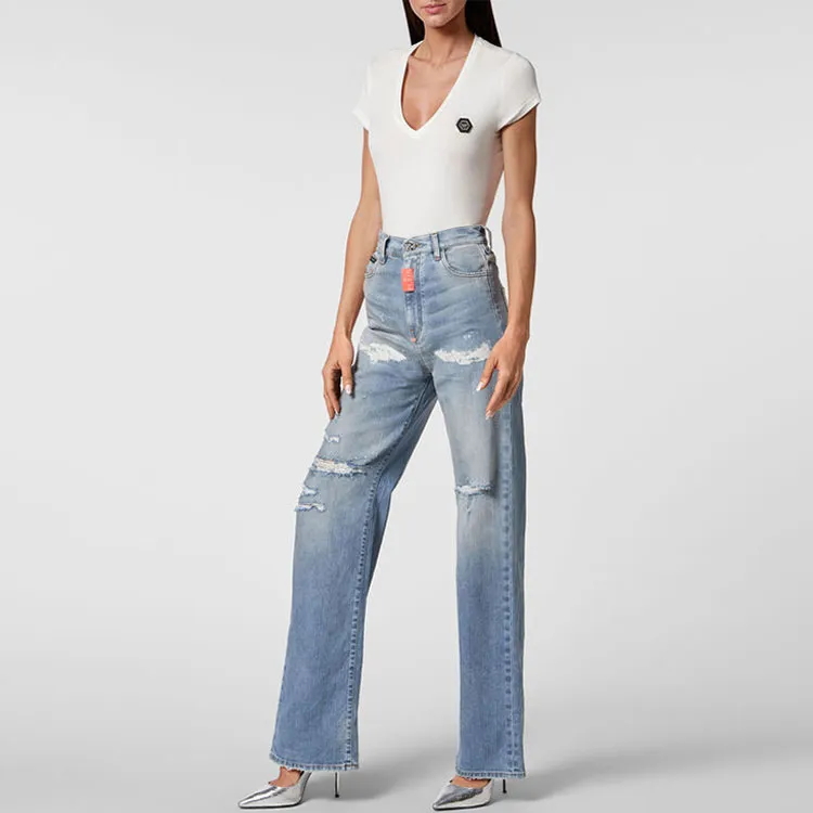 PHILIPP PLEIN Ripped detail Denim Jeans-3