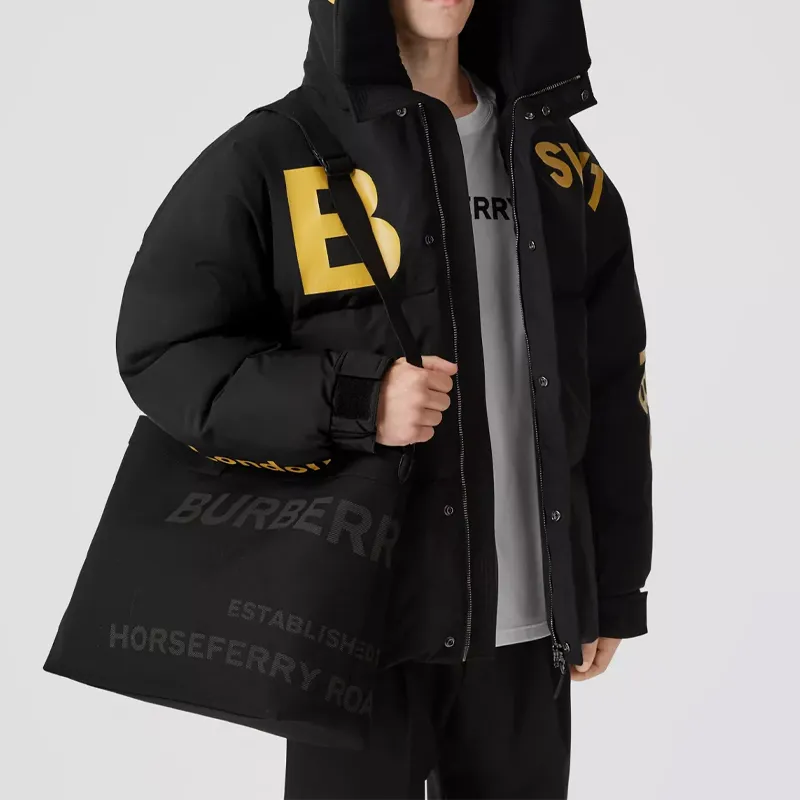 Burberry Horseferry Nylon Tote Bag Shopping Bag Shoulder Bag Crossbody Bag Handbag Regular Men's Black-6
